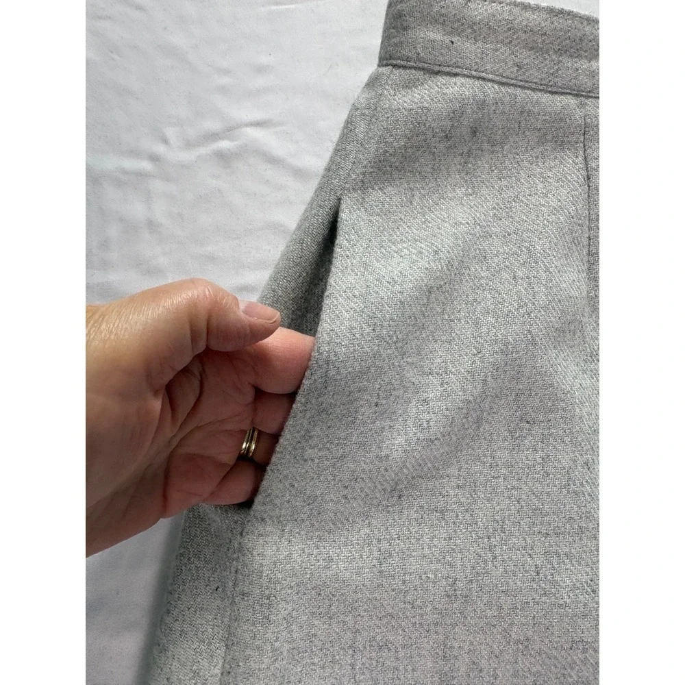 Vintage Wool Blend Pleated Midi Skirt Women Size S/M Gray Dark Academia Preppy - Picture 2 of 6